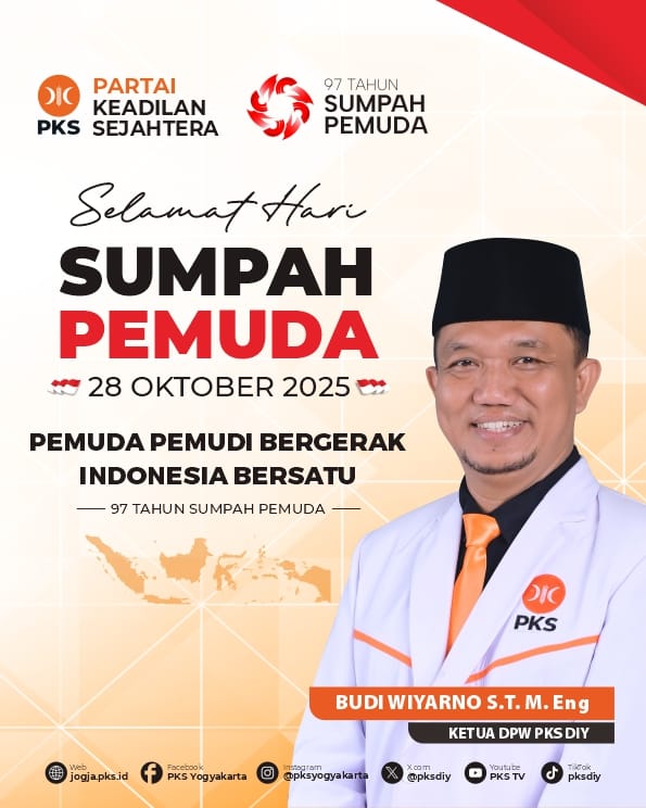 Selamat Hari Sumpah Pemuda
28 Oktober 2025

#PKSDIY #PKSejahtera #SumpahPemuda