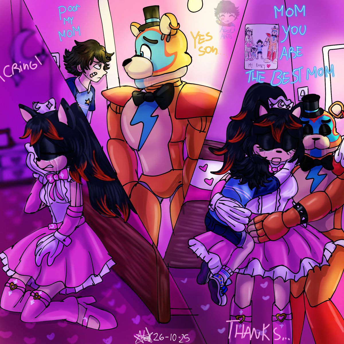 Donde crying....are you our superstar 💙🩵👦🏻🩹🩹❤️🦔🩷🖤❤️
#Glamrockfreddy
#fnafoc