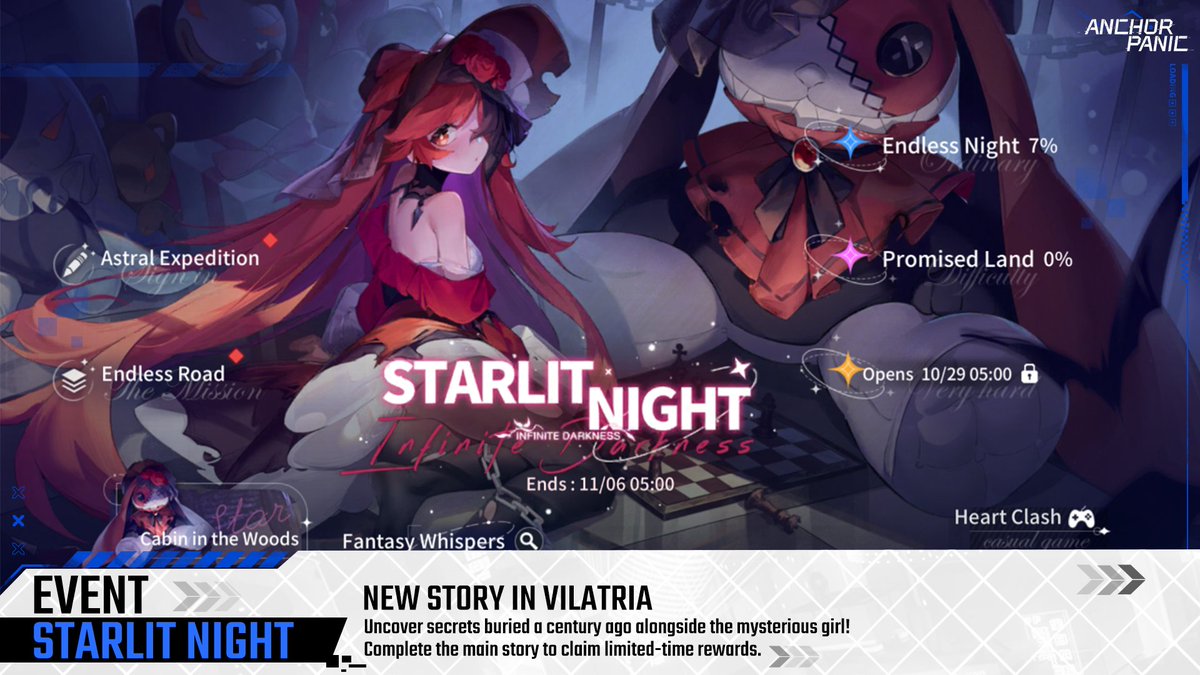 AnchorPanic's tweet image. Event丨Starlit Night

Upon entering the dungeons of Vilatria, what awaits you is a cute girl. In her dreams, you will uncover the secrets buried deep within Veratia a century ago through the eyes of Chloe.

#AnchorPanic #Quasar