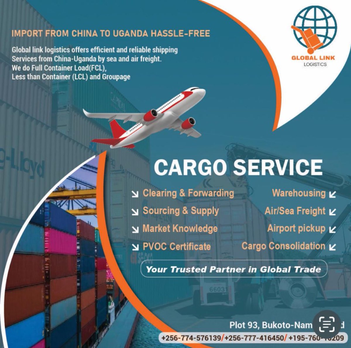 It's a new week, and we are committed to delivering the best service possible. Contact us today for outstanding cargo services—shipping and outsourcing from China to Uganda.
0777416450
0751234794