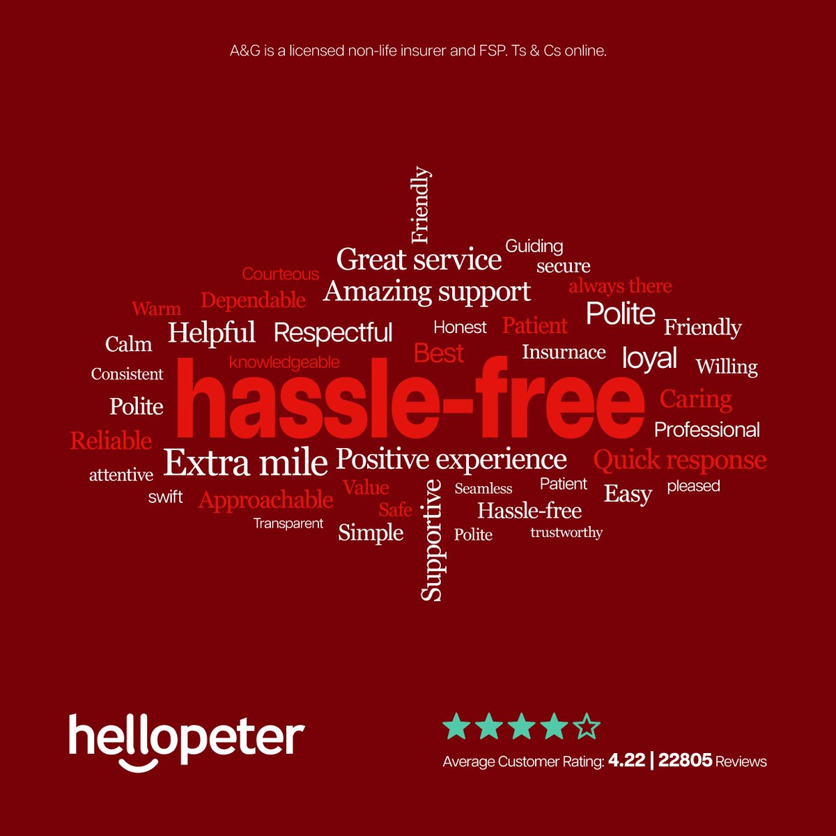 AutoandGeneral's tweet image. Our clients&apos; words speak for themselves! 

We&apos;re so grateful for the positive feedback you share with us. Here are some of the most common words from our @hellopetercom reviews. 

Thank you for trusting us to get it right.
