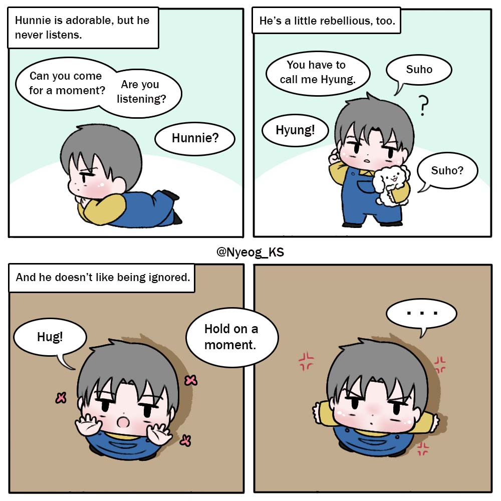 Nyeog_KS's tweet photo. [Fanart] "Suho’s Little Siblings" 💕 https://t.co/67pizr1YLu