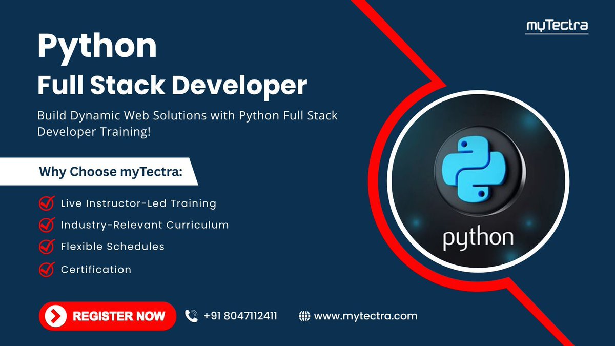 mytectra's tweet image. 💻 Become a Python Full Stack Developer with Expert Training at myTectra! 🚀✨
📞 Talk to us: +91 8047112411
🌐 Visit Us: mytectra.com/python-trainin… 
#python #fullstackdeveloper #pythontraining #webdevelopment #django #frontend #backend #onlinetraining #mytectra #pythonfullstack
