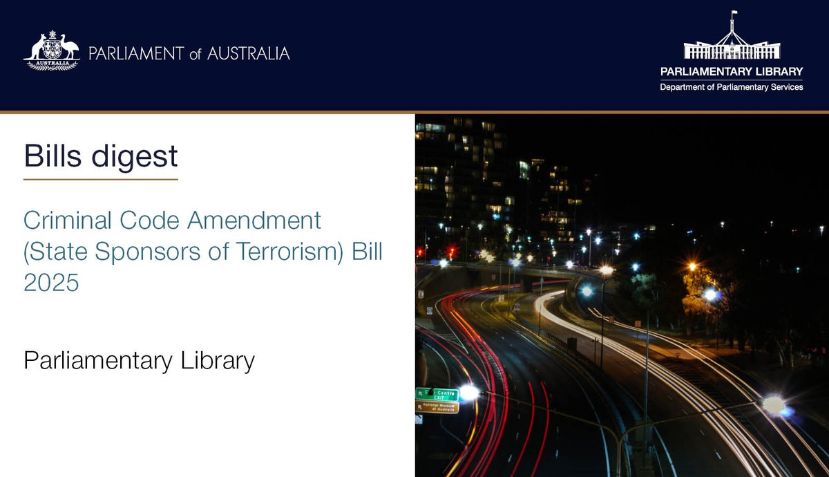 ParlLibrary's tweet image. Criminal Code Amendment (State Sponsors of Terrorism) Bill 2025 bit.ly/4oHdIGU