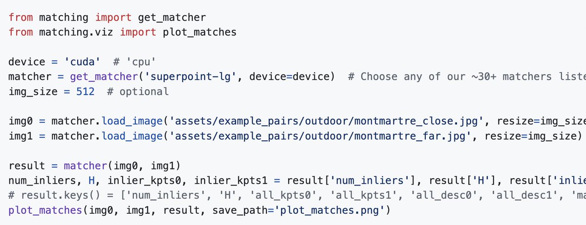 gabriberton's tweet image. At ICCV I met people working on Image Matching who still don&apos;t know our image-matching-models GitHub repo

It allows you to use almost any IM model just by changing one parameter

Image matchers, try it out, it will save you countless hours

github.com/alexstoken/ima…