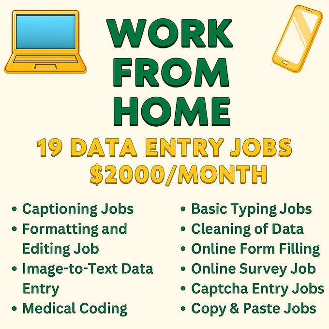 Adina_Coder's tweet image. 🚀 Start your online earning journey today!
📌 Work from home with simple data entry jobs — no experience required!
💵 Earn $55–$199 per hour just by following easy steps.
💬 Type “DM” and follow me, and I’ll send you the full Beginner’s Guide to Start Earning right away.
✨…