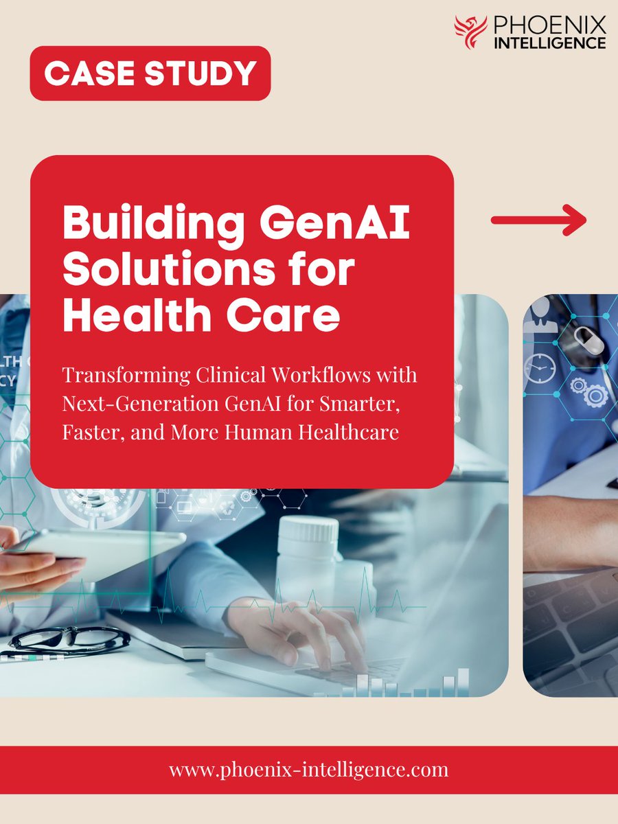 PhoenixAI_Lab's tweet image. Building smarter healthcare with GenAI — empowering clinicians, enhancing care.
We’re transforming how healthcare professionals work by streamlining documentation, improving data quality, and freeing time for patient care.
#GenAI #AIinHealthcare #HealthTech #PatientCare #Health