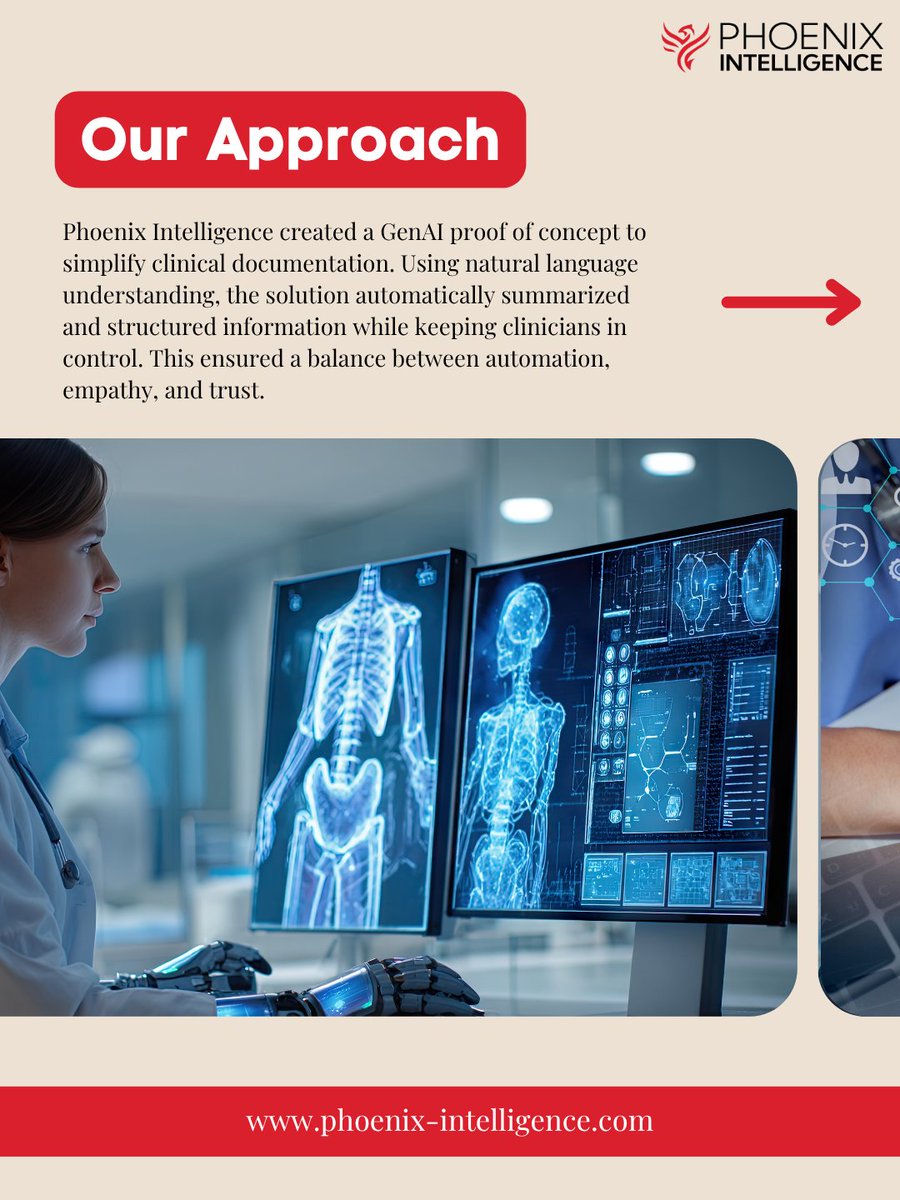 PhoenixAI_Lab's tweet image. Building smarter healthcare with GenAI — empowering clinicians, enhancing care.
We’re transforming how healthcare professionals work by streamlining documentation, improving data quality, and freeing time for patient care.
#GenAI #AIinHealthcare #HealthTech #PatientCare #Health