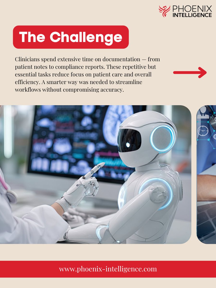 PhoenixAI_Lab's tweet image. Building smarter healthcare with GenAI — empowering clinicians, enhancing care.
We’re transforming how healthcare professionals work by streamlining documentation, improving data quality, and freeing time for patient care.
#GenAI #AIinHealthcare #HealthTech #PatientCare #Health