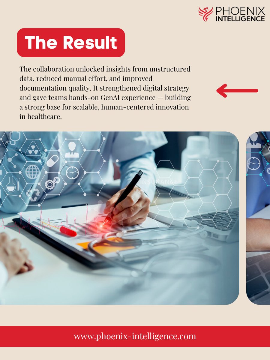 PhoenixAI_Lab's tweet image. Building smarter healthcare with GenAI — empowering clinicians, enhancing care.
We’re transforming how healthcare professionals work by streamlining documentation, improving data quality, and freeing time for patient care.
#GenAI #AIinHealthcare #HealthTech #PatientCare #Health