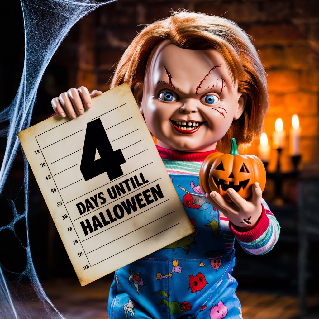 4 days until Halloween… and Chucky’s sharpening his knife.
💀Only 4 days left… better check under your bed. 
Chucky’s coming.
Tick-tock… 4 days left until Halloween. 
Wanna play?

Ca: Hscr1VG6kQuBMBmqfKhebbRzDsdaNSFMLh5NRuX9moon