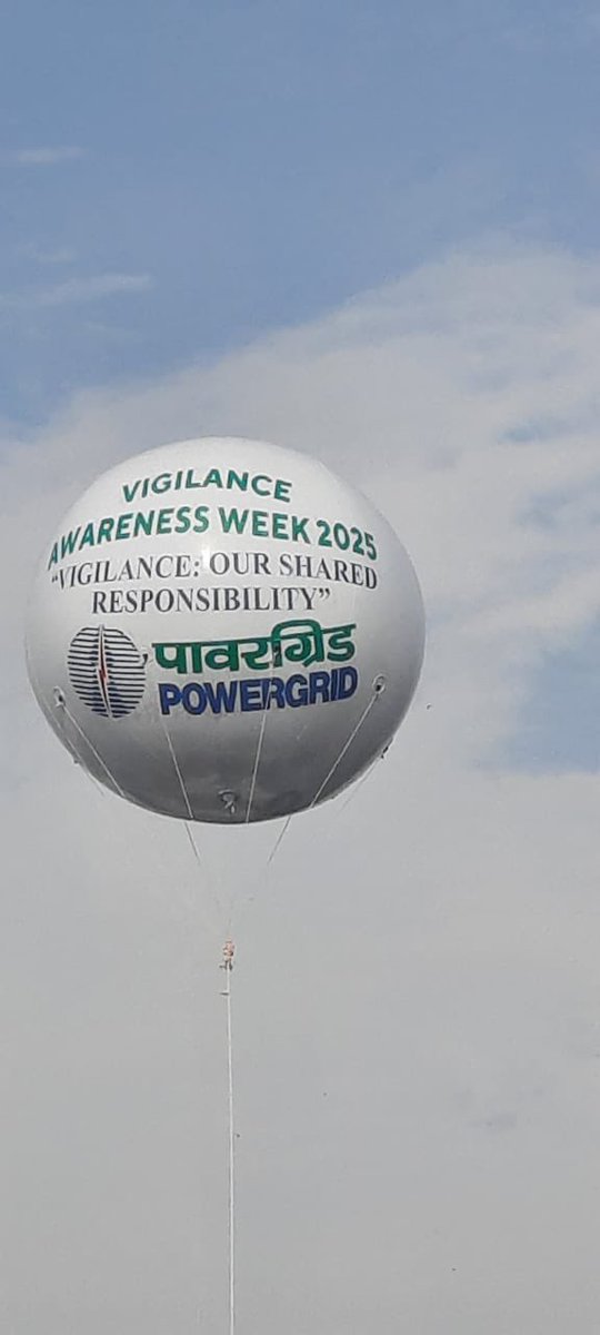 pgcilindia's tweet photo. "Let the rising balloons inspire us to elevate ethical values in every action."  Sky balloons hoisted at pan-India establishments of POWERGRID, celebrating Vigilance Awareness Week 2025, "Vigilance: Our Shared Responsibility" https://t.co/n5tyaS1Xts