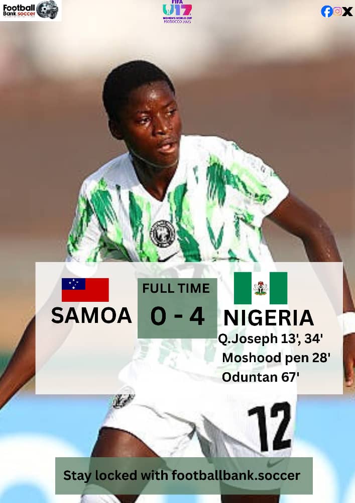 footballbankHQ's tweet photo. Review from match day 7 group stage #U17WWC
@FIFAWWC
#Nigeria #U17WWC #FIFAWorldCup #FIFAWomen https://t.co/OHjBc6j45P