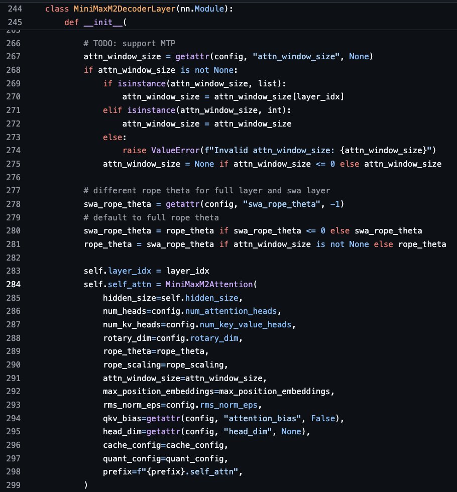 yifan_zhang_'s tweet image. 💡Some fun facts about Minimax M2:

1. Minimax uses GPT-OSS-like structure, i.e., Full Attention interleaved with Sliding Window Attention (SWA). 

2. It uses QK Norm, and every single attention head has its own unique, learnable RMSNorm.

3. The full attention and SWA parts…