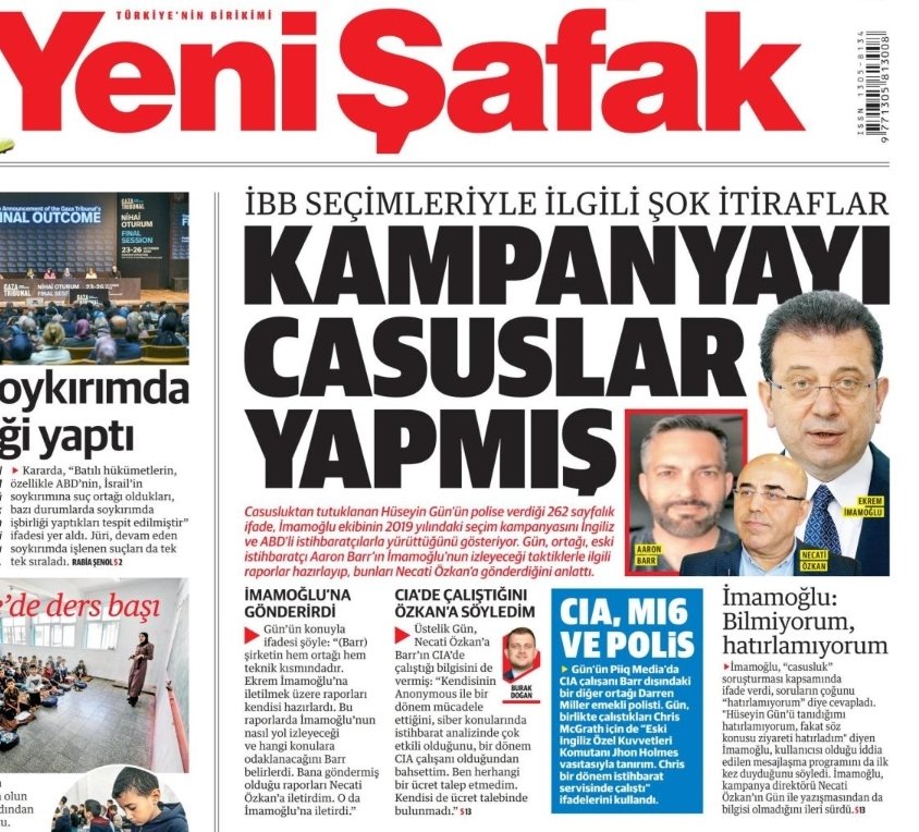 Yani operasyonla ne denmiş oluyor?
“Seçim kaybetmedik, İmamoğlu'na üç kez yenilmedik, çünkü seçim kampanyasını casuslar yapmış!”
Gerçeği İstanbullu biliyor, sandıkları korumaya çalışan gençler biliyor, sandığa oyunu atanlar biliyor.
Ve aslında siz de gerçeği çok iyi biliyorsunuz.