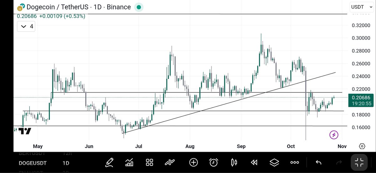 Still long on $DOGE

Fireworks start once it flips 22cents SR

Then up only. King of memes.