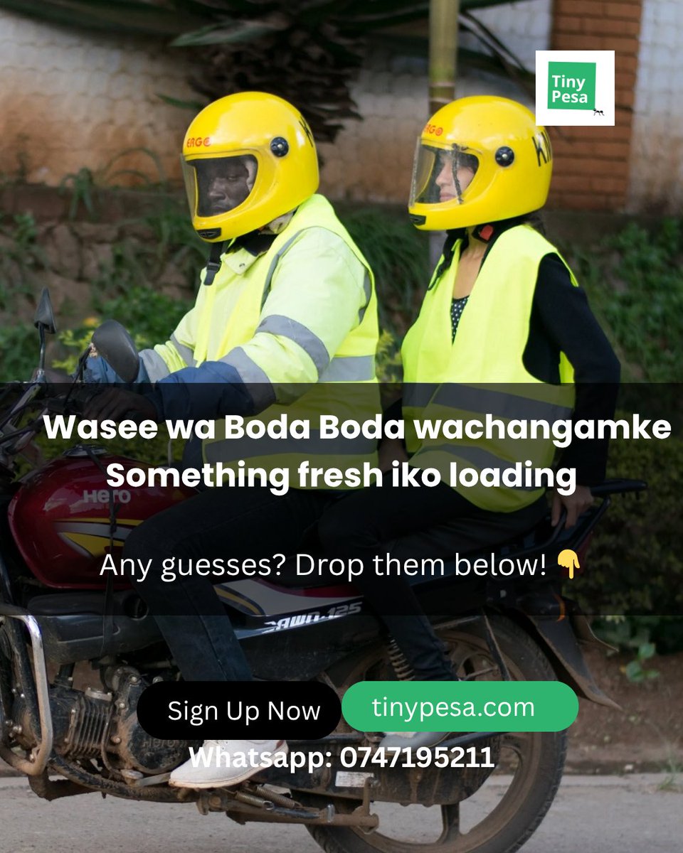 Eh wasee wa boda, mko rada? 👀
Tinypesa iko na kitu fresh inakam specifically for you! 🚀
We know the grind never stops, and your hustle deserves something legit to make life easier, faster, and smoother 💪🏾
Kaa rada, tuskizane hapa soon hii move ni noma 🔥
#Tinypesa