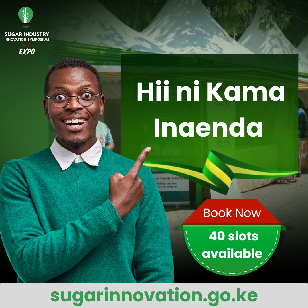 sugarinnovate's tweet photo. Exhibit at Africa’s largest Sugar Industry event
Dec 2–4 | Grand Royal Swiss, Kisumu 🗓️
3,000+ participants expected!
Text EXHIBIT to 21892 for a 48-hour discount code and secure your booth today.
Register 👉 https://t.co/QwdjmeKm75
#TUSONGE #SIISAndExpo25 https://t.co/1KKIfRjlDD