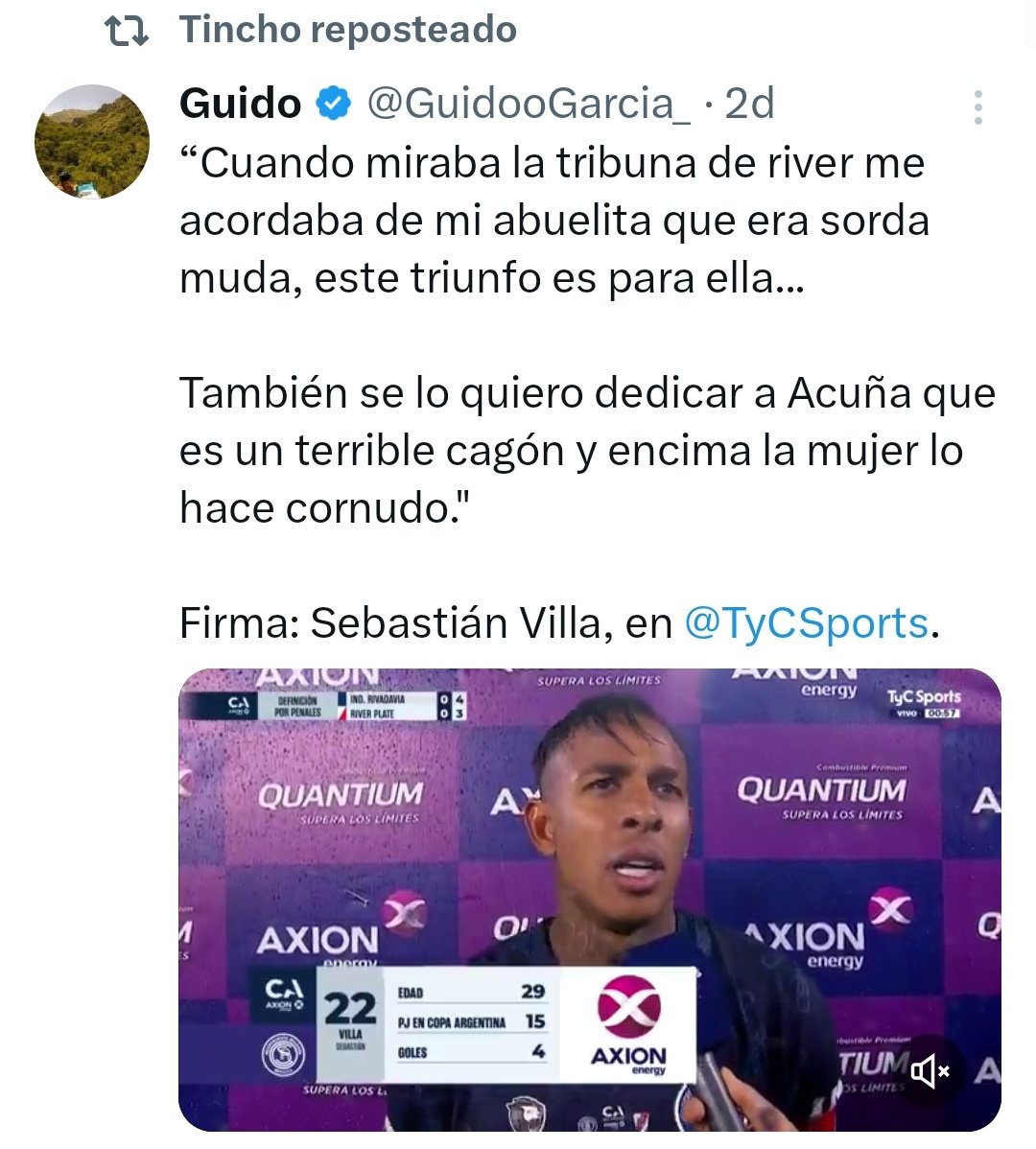 JAMAS TE OLVIDES QUE ERAS DE RIVER HASTA QUE ASCENDIÓ A PRIMERA INDEPENDIENTE. 
COMO VAS A CAMBIAR DE EQUIPO A LOS 18 AÑOS Y ENCIMA TIRARLE MIERDA A LA GENTE, ESA MISMA GENTE QUE TE RECIBIÓ EN BUENOS AIRES Y TANTO LE CHUPASTE LA PIJA. 

DESDE LA CUNA, AMARGO <a href="/Tincho__Tonelli/">Tincho</a>