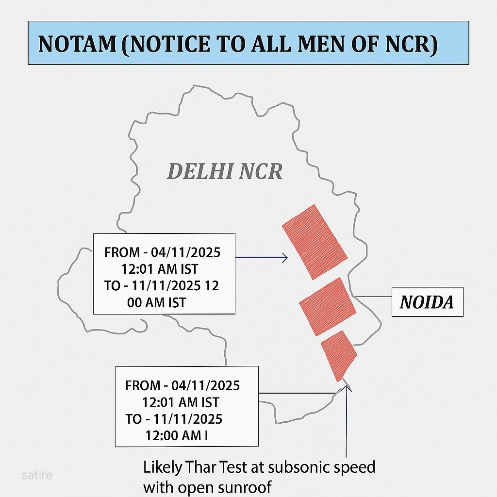 raghavsar's tweet photo. New NOTAM (Notice to All Men of NCR) prolly issued by @NCRcommandHA for a major Thar test. https://t.co/vf1svOaqDf