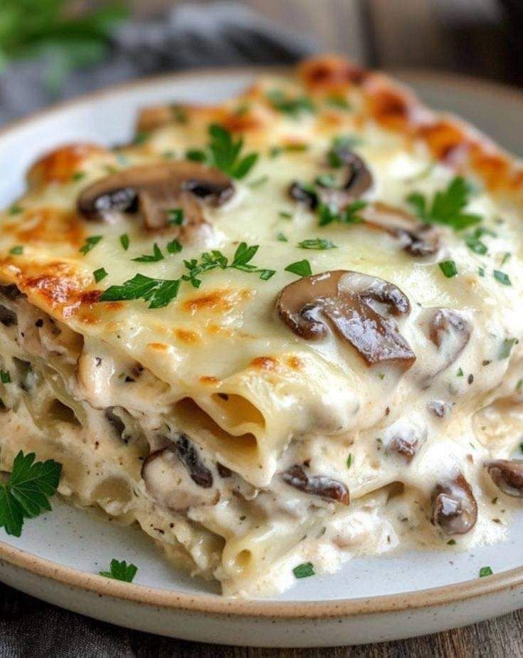Chicken &amp; Mushroom Lasagna with White Sauce