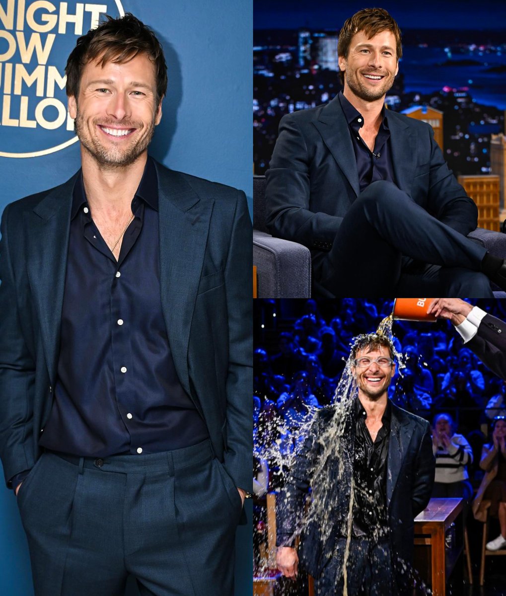 Glen Powell photographed on the Tonight Show starring Jimmy Fallon. 📷