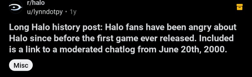 ShatteredSpaces's tweet photo. Let's take a look back into #Halo's history and the Fans that don't like the games.

TLDR:
When #Bungie sold to #Microsoft, the excitement for Halo turned to the vitriolic gamer rage we know today. Halo fans have hated Halo since before Halo even had a name. https://t.co/TvUI0mhWsP