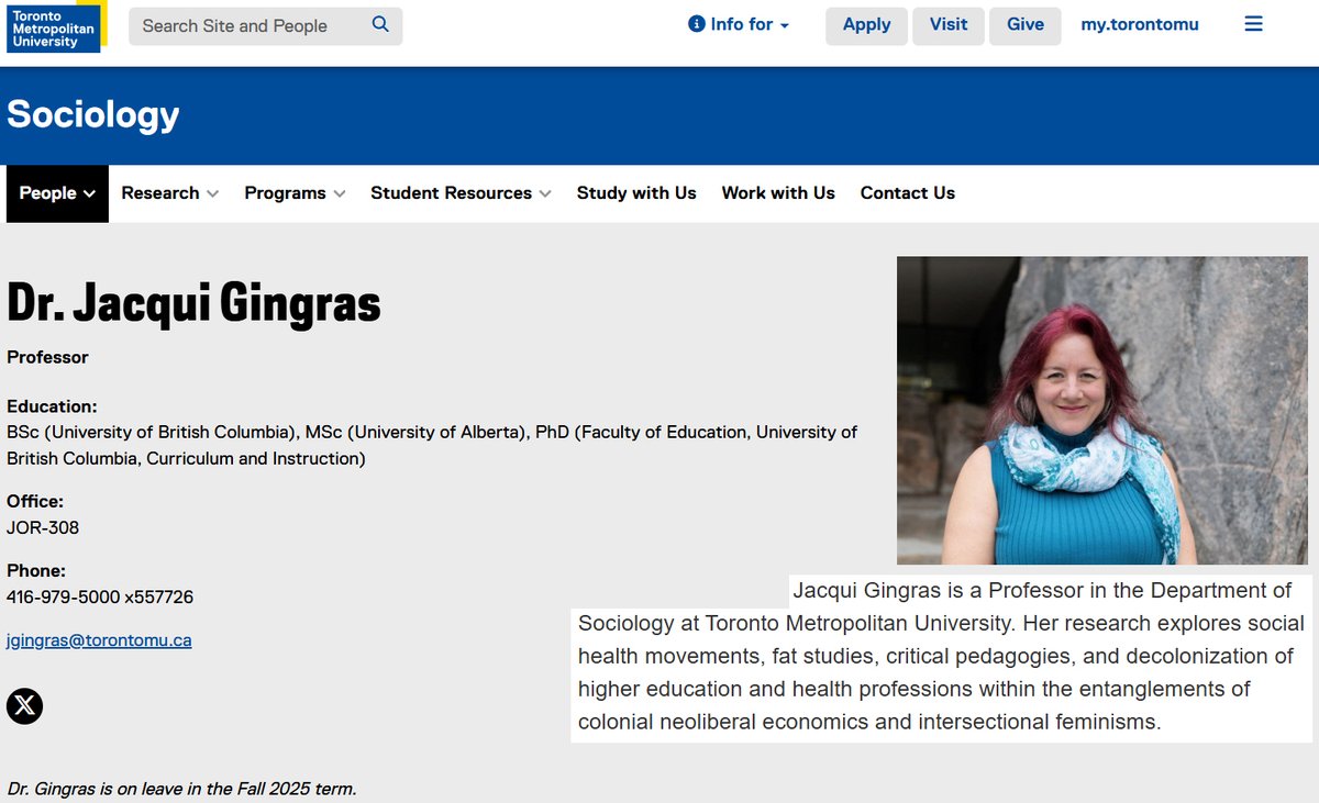 l3v1at4an's tweet photo. Dr. Jacqui Gingras @GingrasRochelle is a Professor at @TorontoMet University. According to her active University profile, it states she is currently on leave just for the 2025 Fall Semester.

Jacqui Gingras enjoys stating how much she wants Israelis to die by proclaiming “Death To The IDF” repeatedly. It is mandatory for all Israelis to serve in the IDF.

In turn, she also promotes the list of IDF Canadian soldiers living in Canada. If she states “Death To The IDF” while promoting a website of profiles, what do you perhaps think she has in minds for these Canadians?

Additionally, Jacqui Gingras mocks the lives lost at the Nova Music Festival at the hands of Hamas terrorists while denying any rape occurring during the October 7th atrocities.

According to her Instagram profile, Jacqui Gingras identifies as a Socialist and states “Let’s be socialists, comrades!” has been on record to stating that “Capitalism kills.” Perhaps something she teaches her students?

This is a Notice of Public interest to the Israeli & Jewish community of Toronto regarding this radical individual who openly calls for the deaths of all Israelis who have served while posting databases of individuals living in Canada.

All materials provided were obtained via publicly available sources & does not contain any forms of private media.