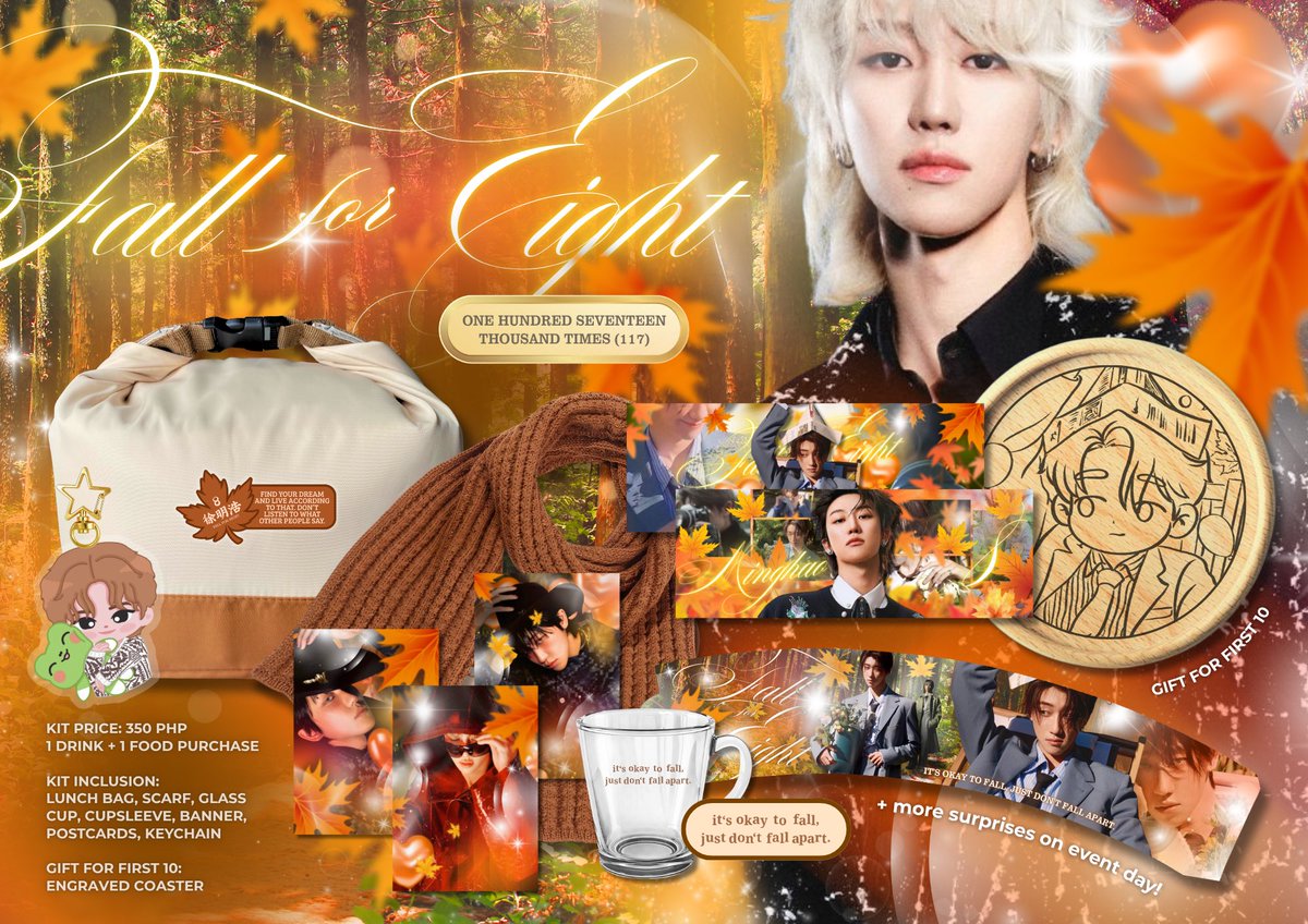 wonchanico's tweet photo. 🍁 Full Kit Preview 🍁

Still not registered? It's okay, our forms will be open until 10/31 (friday) for those who wants to join us in celebrating The8's birthday 🥳🫶🏻

🍁 The8 Cupsleeve Event (Cavite)
📍 The Busy Bean Coworking Cafe (Dasma)
🏷️ 350 PHP | Event Kit
🗓️ November 15, 2025 (Saturday)
🕐 1PM - 5PM

Register:
🔗 https://t.co/8T5ONOUJpl

We can't wait to see you all! We prepared more gift and activity surprises for everyone on the event day too 🥰

#FALLfor8🍂🧡