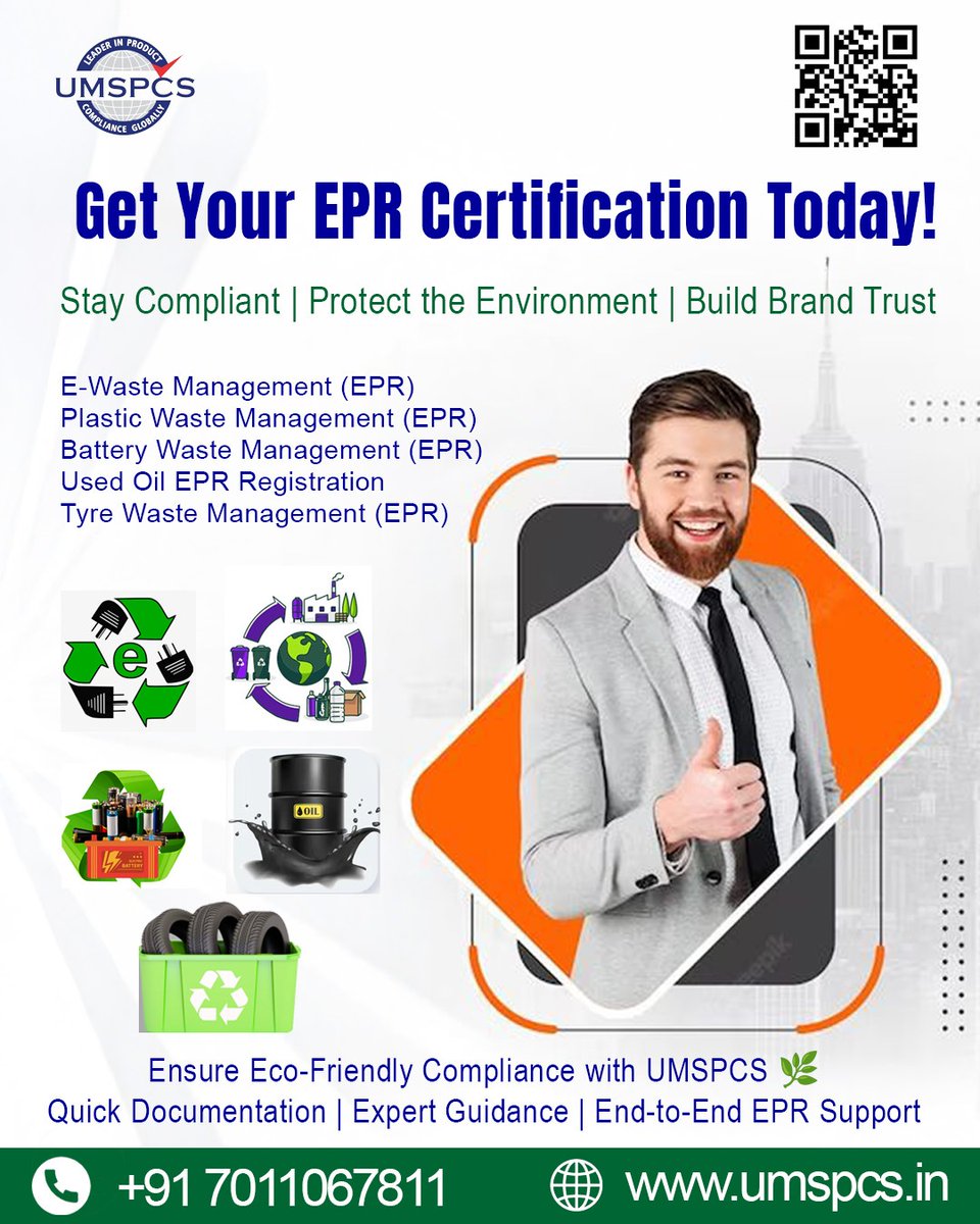 UMSPCS_Official's tweet image. ♻️ Get Your EPR Certification Today! 🌱
Stay compliant ✅ | Protect the environment 🌍 | Build brand trust 💼

📞 Call Now: +91 7011067811
🌐 Visit: umspcs.in

#EPR #WasteManagement #Sustainability #Compliance #EcoFriendly #EnvironmentalResponsibility #UMSPCS