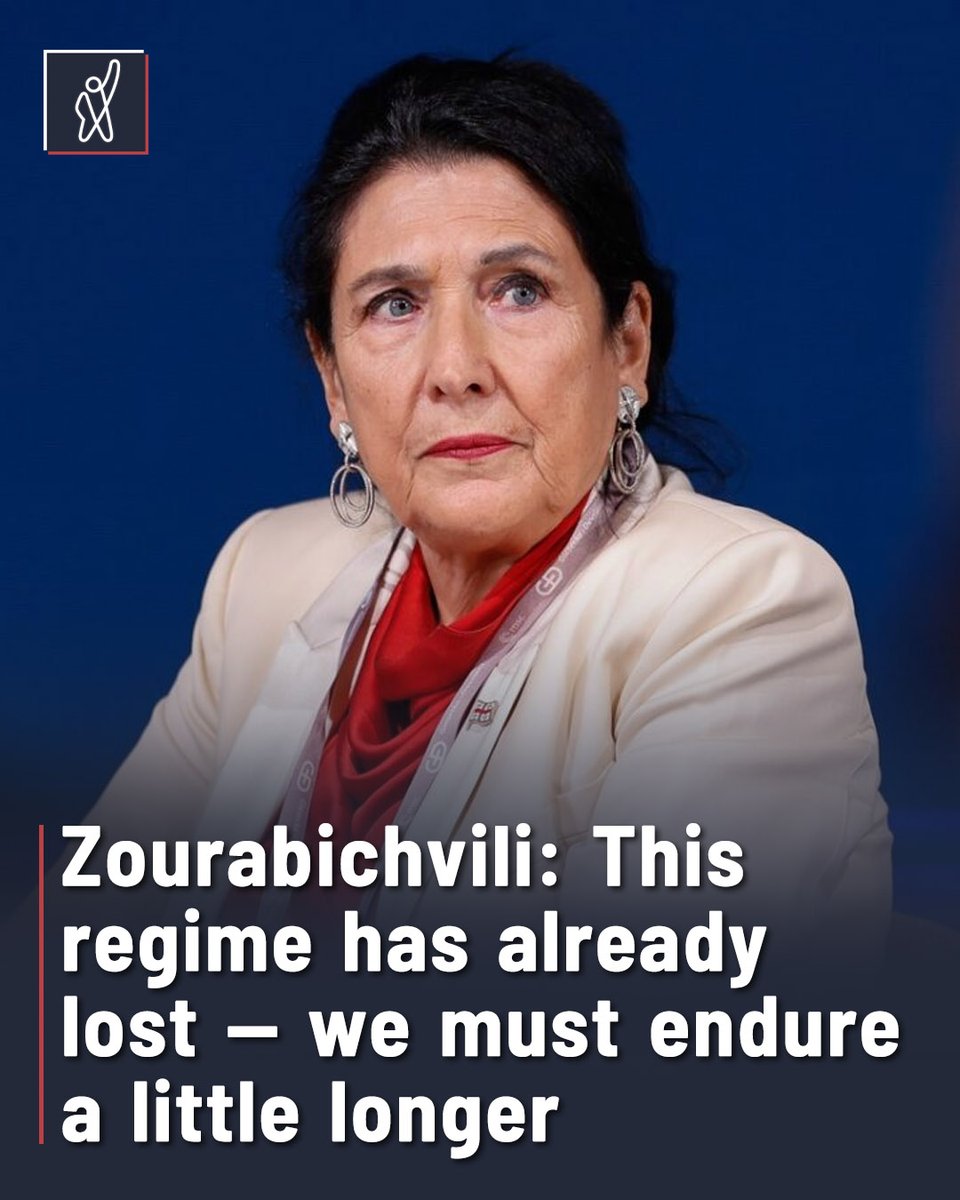 FormulaGe's tweet image. Georgia’s fifth president, Salome Zourabichvili, declared that the ruling Georgian Dream government “has already lost” and called on citizens to persevere through the final stretch of their resistance. Speaking on Rustaveli Avenue on the 333rd consecutive day of protests —…