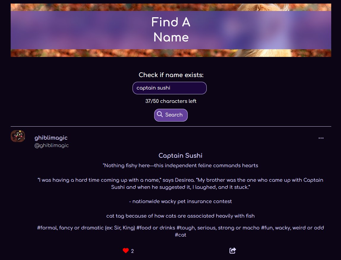 Janetthedev's tweet image. day 259 #100daysofcode
🍀 Added a fetch "name" page, so users can look up a specific name!
🍀 Improved add names page. When they check if a name exists, they'll have the option to directly see it on the add names page now, instead of being sent to it's individual page