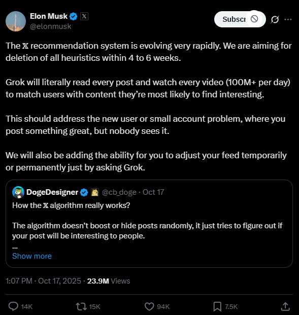 MistHashira's tweet image. Algorithm removed replaced by Grok. Grok tunes in what you see.