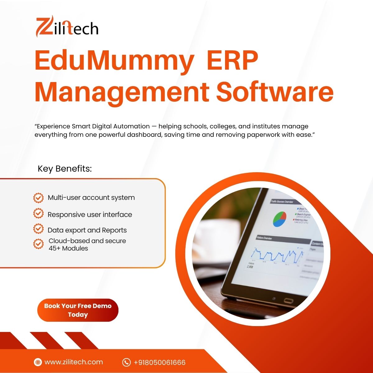 zilitechy's tweet image. “Automate your institute’s daily tasks!

EduMummy ERP brings digital automation to schools &amp;amp; colleges — attendance, fees, reports, notifications &amp;amp; more.

Powered by Zilitech IT Services ⚙️
#EduMummy #DigitalAutomation #Zilitech #SmartSchool #ERP #colleges #Institutes