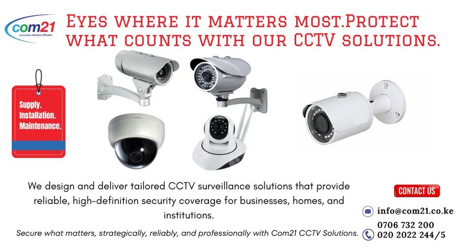ComTwentyOne_'s tweet image. At Com21 Limited, we offer advanced CCTV solutions designed to give you complete visibility and control over your premises. From high-definition cameras to smart remote monitoring, our systems work 24/7 to protect your people, property, and assets. Call us today 
#CCTVCamera