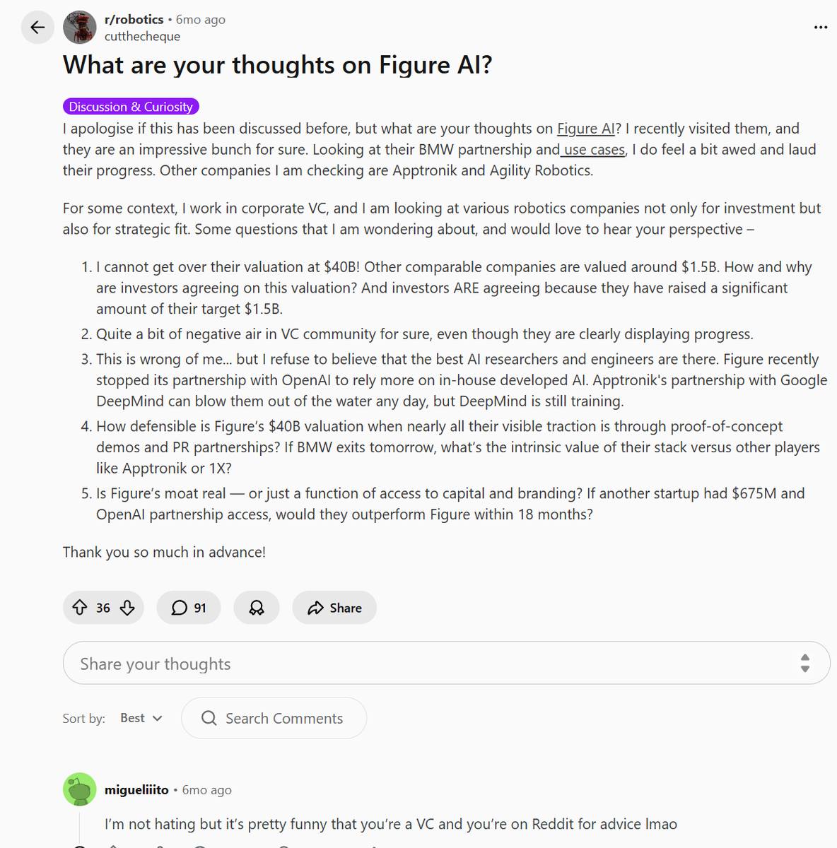 VarshineSri's tweet image. Figure's $39B valuation doesn't make any sense! The company has been trying to gain momentum through staged viral demos of its robots doing laundry or emptying the dishwasher implying general lack of architectural flexibility and modularity. Their commercial sales has been small…