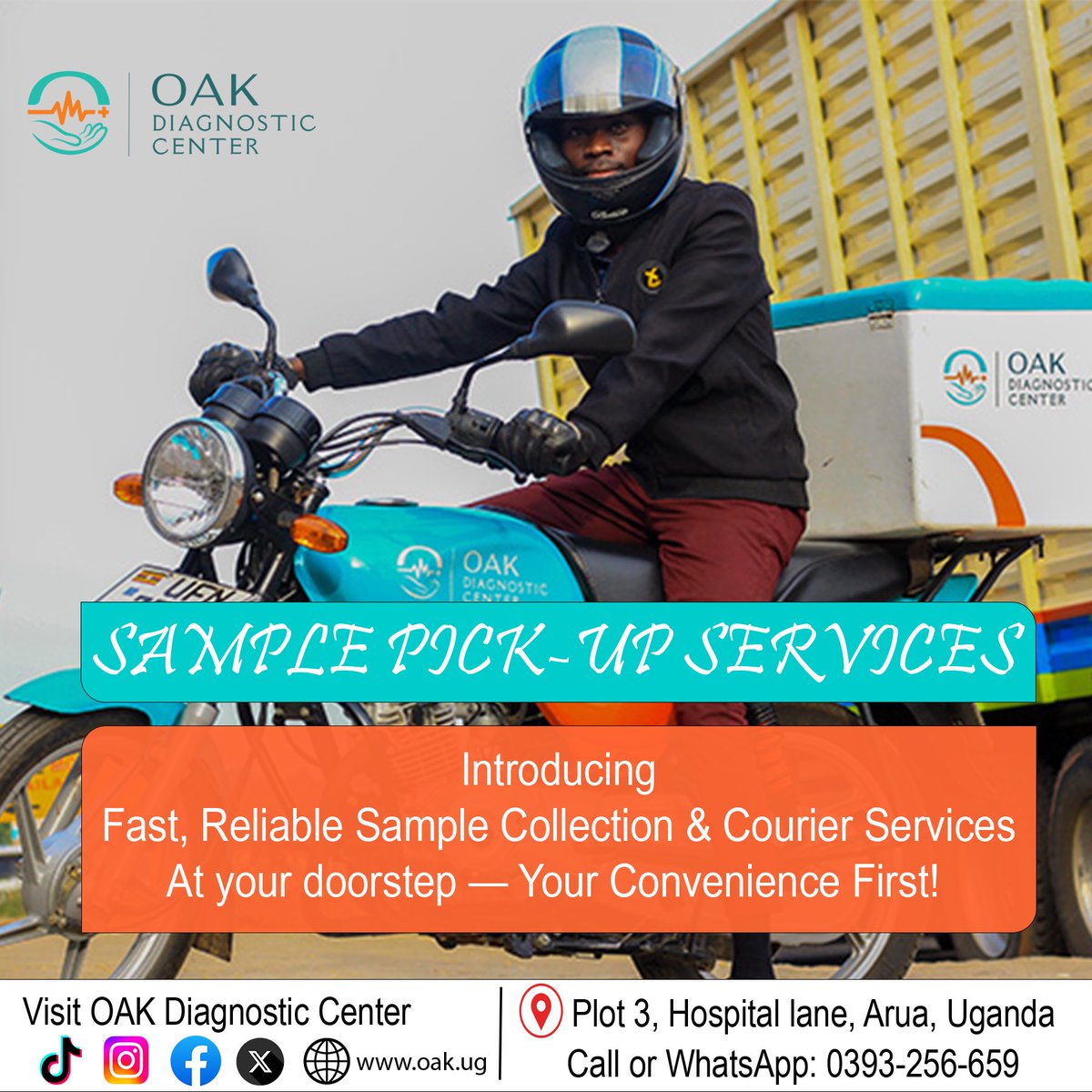 At OAK, we know your time is valuable!

That's why we've designed our Courier Services to bring ultimate convenience to your healthcare journey. 

Get your test samples picked just a call away.
Call or WhatsApp 0393-256-659
#Oak_DC