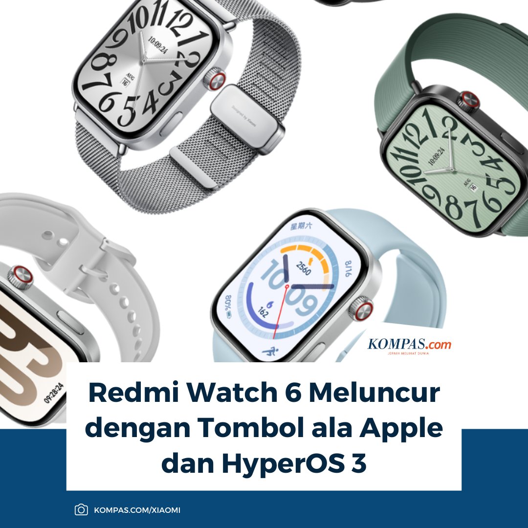 KompasTekno's tweet image. Resmi meluncur! Redmi Watch 6 kini tampil dengan desain ramping, tombol pintasan mirip Apple Watch, dan didukung sistem operasi terbaru HyperOS 3.

Baca di sini:
tekno.kompas.com/read/2025/10/2…

~TR #RedmiWatch6 #HyperOS3