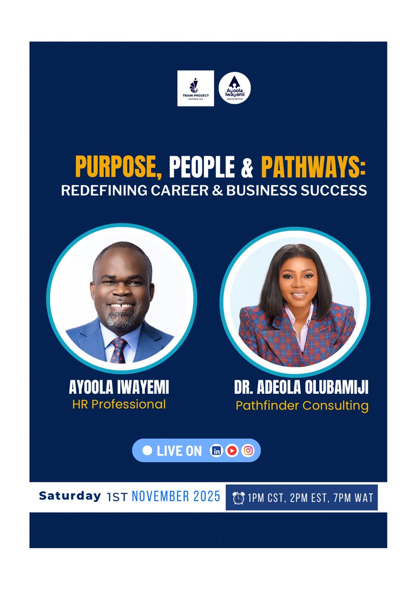 ayoolaiwayemi's tweet photo. Join me and Dr. Adeola Olubamiji on Saturday, 1st November, 2025, by 12 pm MST, 1 pm CST, 2 pm EST and 7 pm WAT https://t.co/7g0aOpemrD