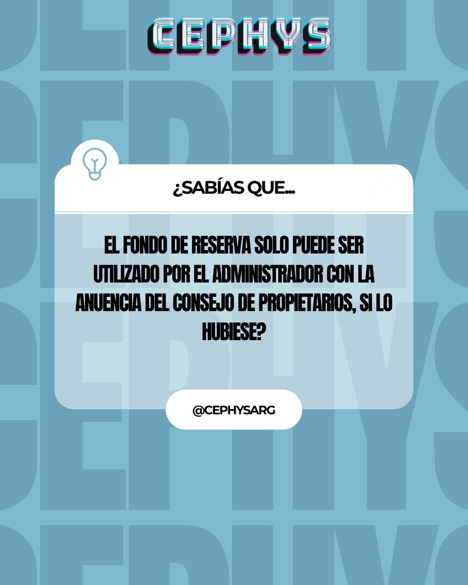 cephysarg's tweet image. 📘 ¿SABÍAS QUE…
el fondo de reserva solo puede ser utilizado por el Administrador con la anuencia del Consejo de Propietarios, si lo hubiese? 💰🏢

📲 Seguinos para más consejos e información sobre la Propiedad Horizontal.

#CePHyS #PropiedadHorizontal #Consorcios