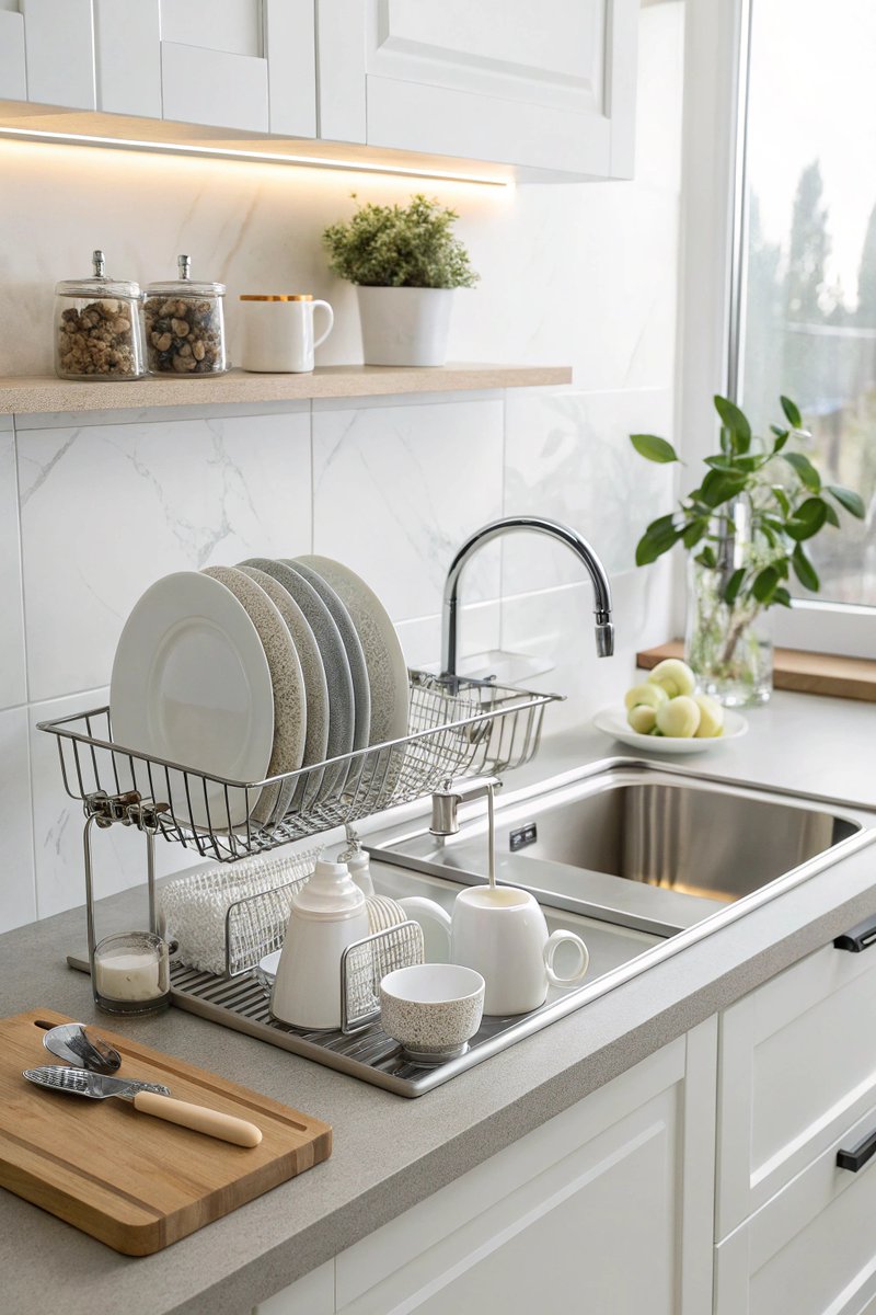 alassnaf's tweet image. Sleek, rust-resistant dish rack with utensil holder-perfect for modern small kitchens.
#KitchenStorage #DishRack #HomeEssentials
amzn.to/4qxWs8S