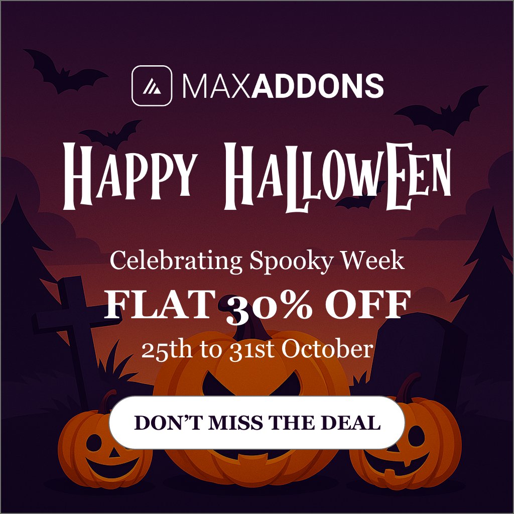 bloompixel's tweet image. 🎃👻 Halloween Sale Alert!

Get FLAT 30% OFF on Max Addons for Bricks — boost your Bricks Builder experience with powerful elements &amp;amp; features!

🗓️ Oct 25 – Oct 31
🔥 Valid on all plans

Grab the deal now 👉 wpbricksaddons.com/pricing/

#BricksBuilder #WordPress #HalloweenSale