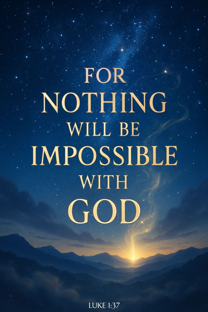 Luke 1:37 "For nothing will be impossible with God." Amen! 🙏
