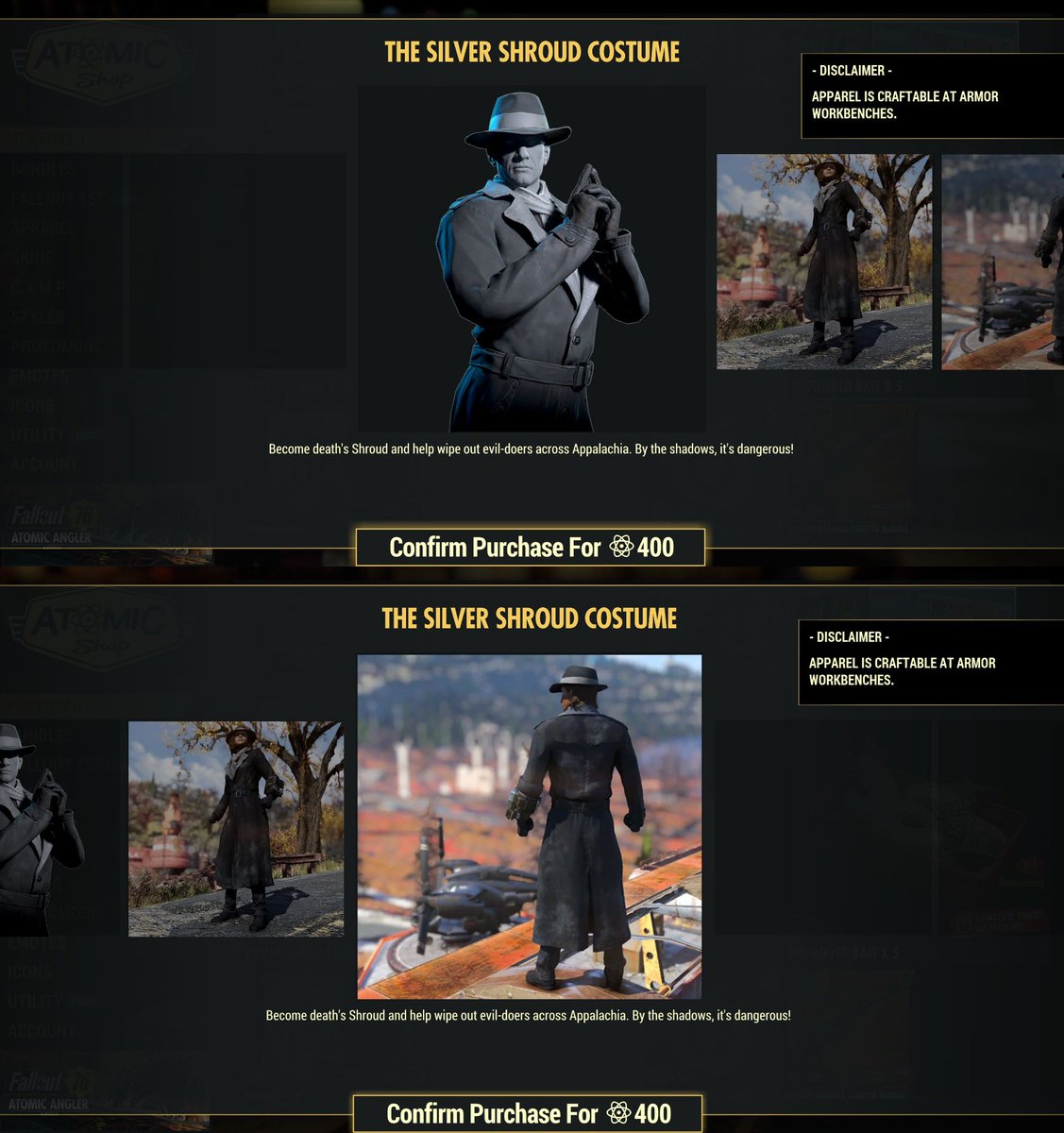 Apologies for the late post! Today's Atom Shop Daily: The Silver Shroud Costume