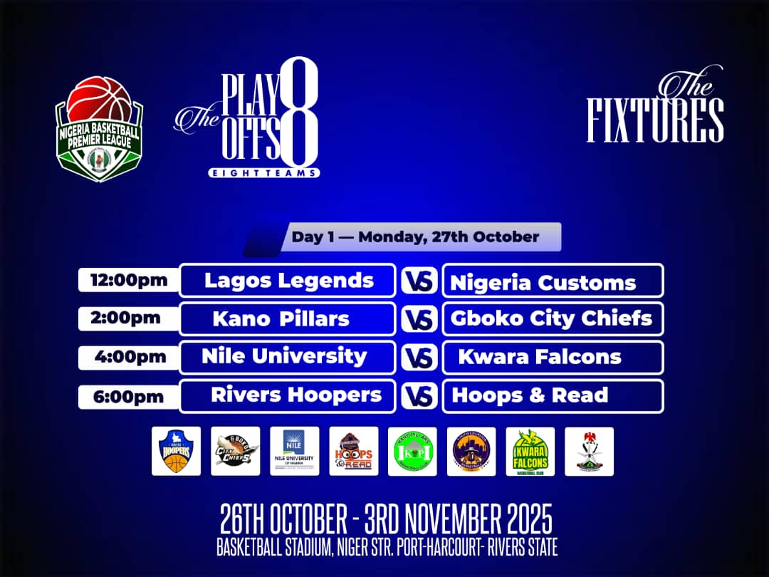 The #NPBLFinal8 is kicking off today, and it's going to be an exciting tournament! Lagos Legends and Nigeria Customs will be setting the tone with their impressive skills, showcasing dunks, three-pointers, and two-pointers by 12pm tip off.

<a href="/Eyokelvin/">EiK</a> <a href="/Queenjohn4/">Queen John-Moseph</a> <a href="/MeritJay11/">Merit Jay 🎙️</a>
