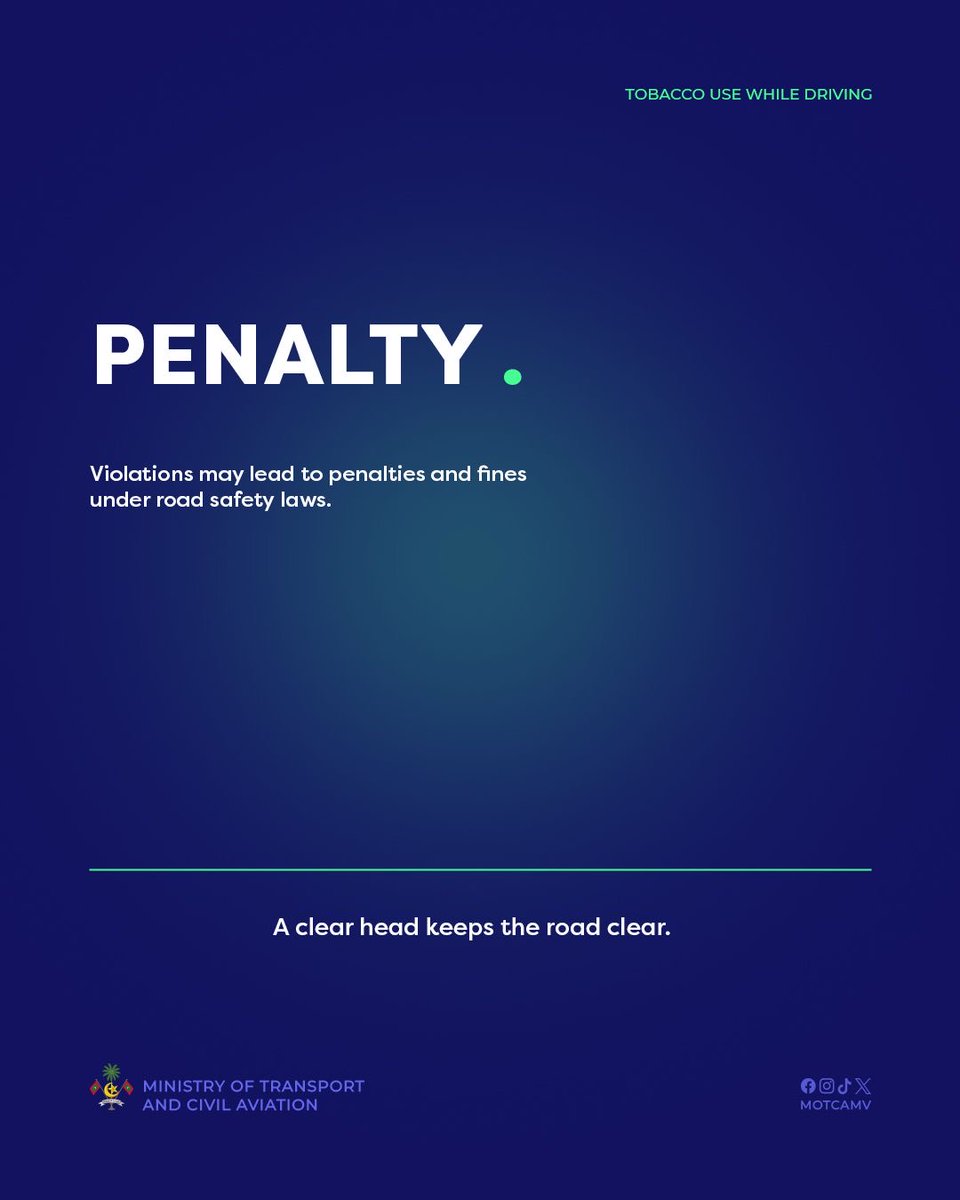 Smoking while driving is prohibited for both drivers and passengers.
This rule helps protect others and ensures drivers stay focused and alert.

Let’s keep our roads safe and distraction-free.