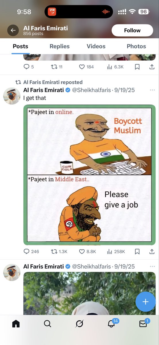 vikrammanhas91's tweet photo. This account pretend itself a Emirati citizen and spreading hate toward india and hindu’s over x platform with huge followers. I don’t think so he is a emirati but harming uae image. Please take appropriate action @DubaiPoliceHQ @DXBMediaOffice @HHShkMohd @HamdanMohammed https://t.co/lFe2eJBl4c