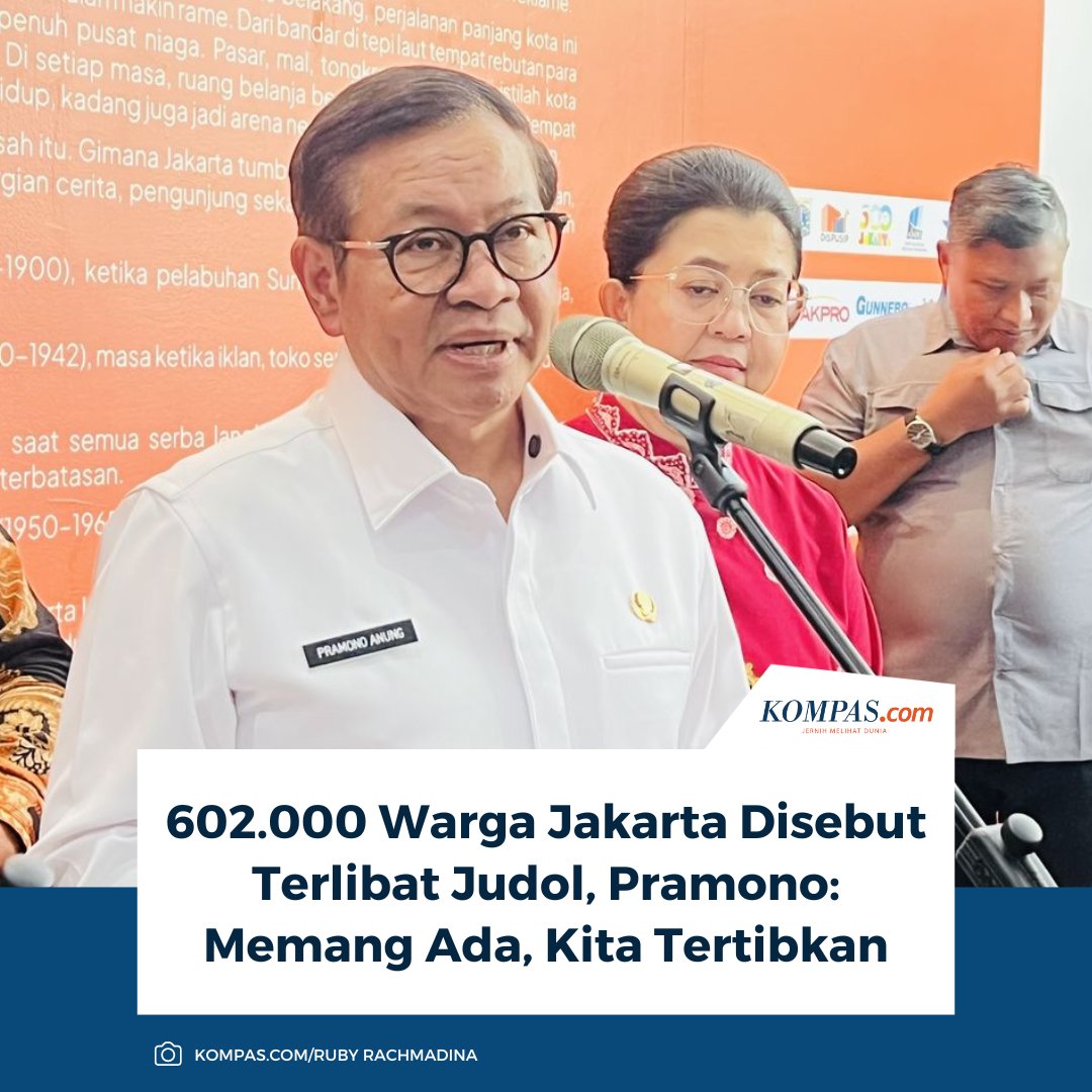 kompascom's tweet image. Gubernur DKI Jakarta Pramono Anung memastikan Pemerintah Provinsi (Pemprov) DKI Jakarta akan segera menertibkan praktik judi online (judol) di Ibu Kota.

Baca di sini: megapolitan.kompas.com/read/2025/10/2…

~TA #PramonoAnung #JudiOnline #Jakarta