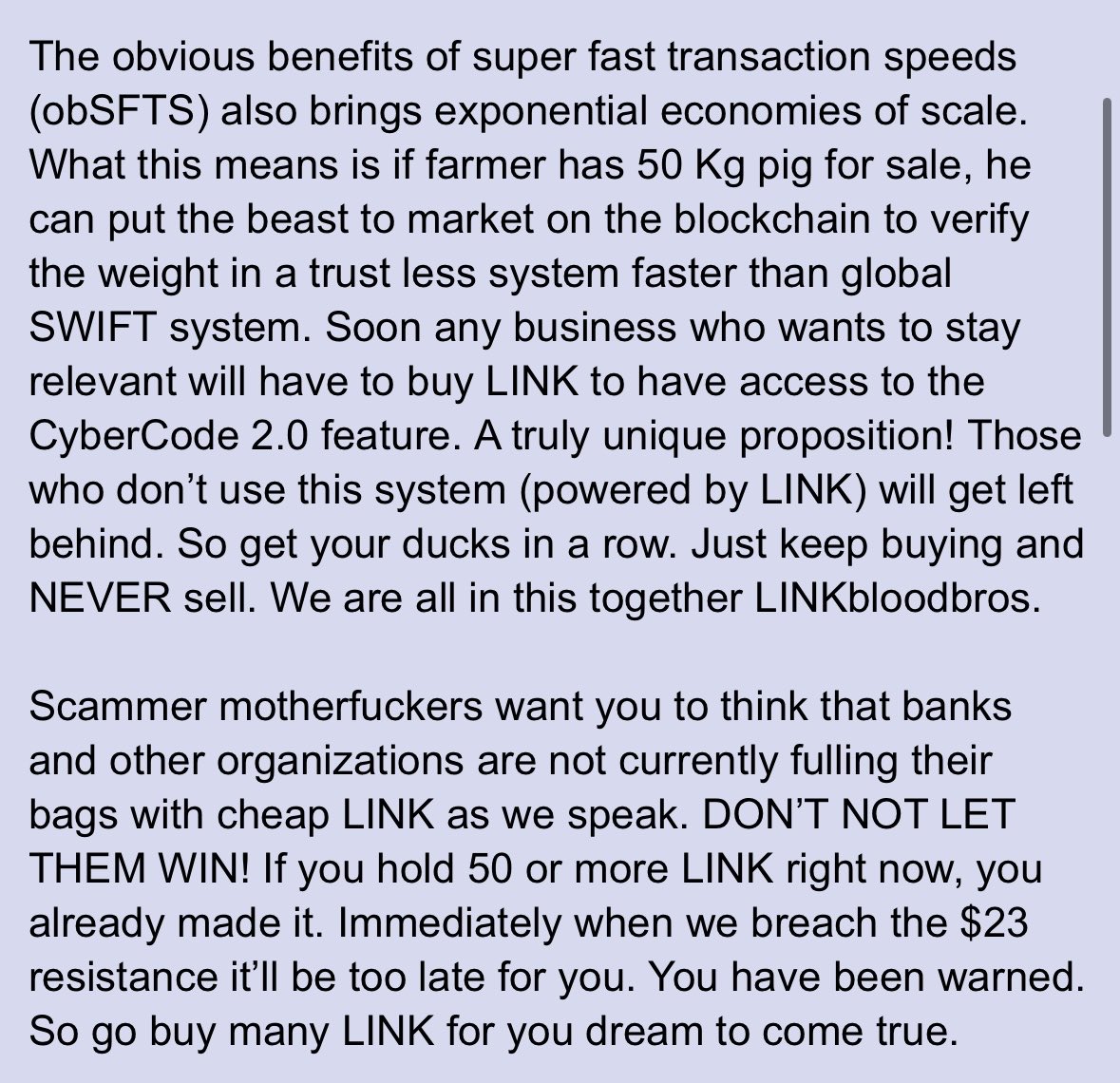 What does he know? $LINK

CyberCode 2.0 (CC2p0), BbC-2026, SLSeq, semi-permeable staking (SPS)