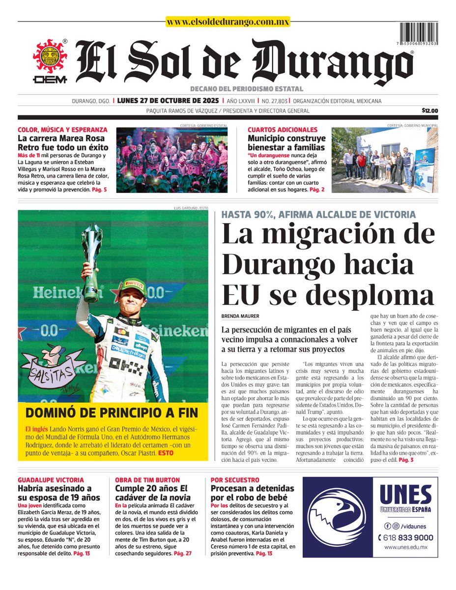 El Sol de Durango (@elsoldedurango) on Twitter photo #HoyEnPortada 🌞🗞️ Dan prisión preventiva a involucradas en caso Judith Alejandra 📱
🔗 tinyurl.com/y7425sm6 #HoyEnPortada 🌞🗞️ Dan prisión preventiva a involucradas en caso Judith Alejandra 📱
🔗 tinyurl.com/y7425sm6